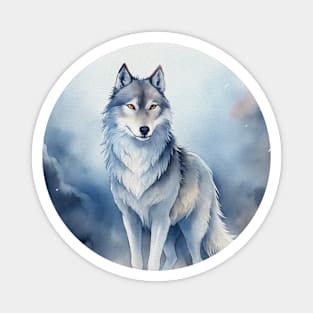 Funny White Wolf Hunting Fantasy Ground, Winter Mountain Icy Moon, Snowy White Forest, Biker gifts Magnet